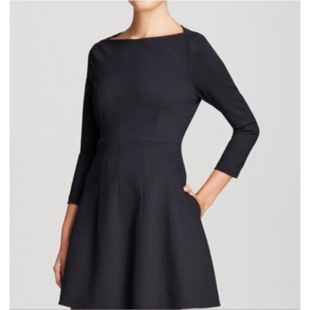 Kate Spade Selma Dress 4 Black A Line Ponte Stretch Pockets Career Church $289